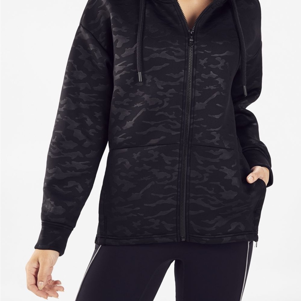 Fabletics Black Camo Bomber Jacket